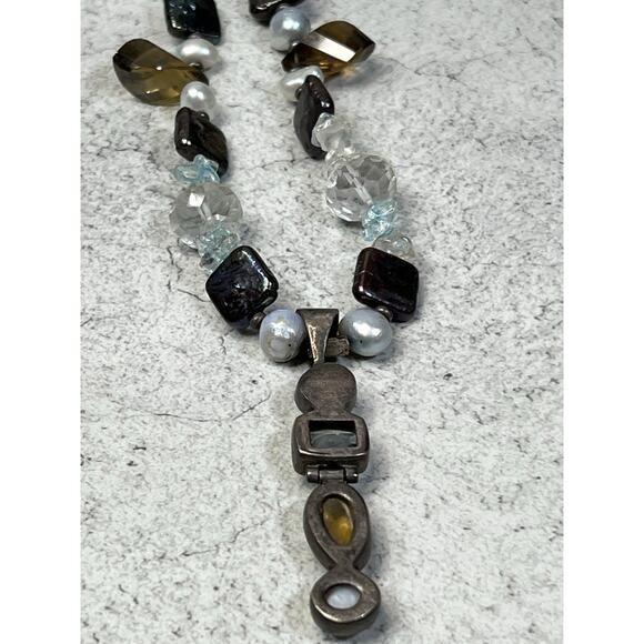 925 Starborn sterling pearl and quartz necklace silversmith artisan OOAK stone - Picture 5 of 11